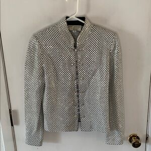 St. John Evening by Marie Gray white embellished black and white jacket Sz 4
